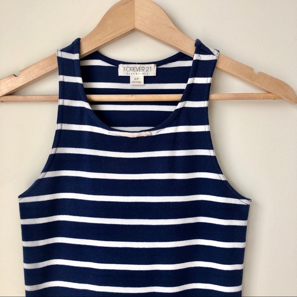 Forever 21 Essentials Navy Striped Dress SP - Picture 3 of 7